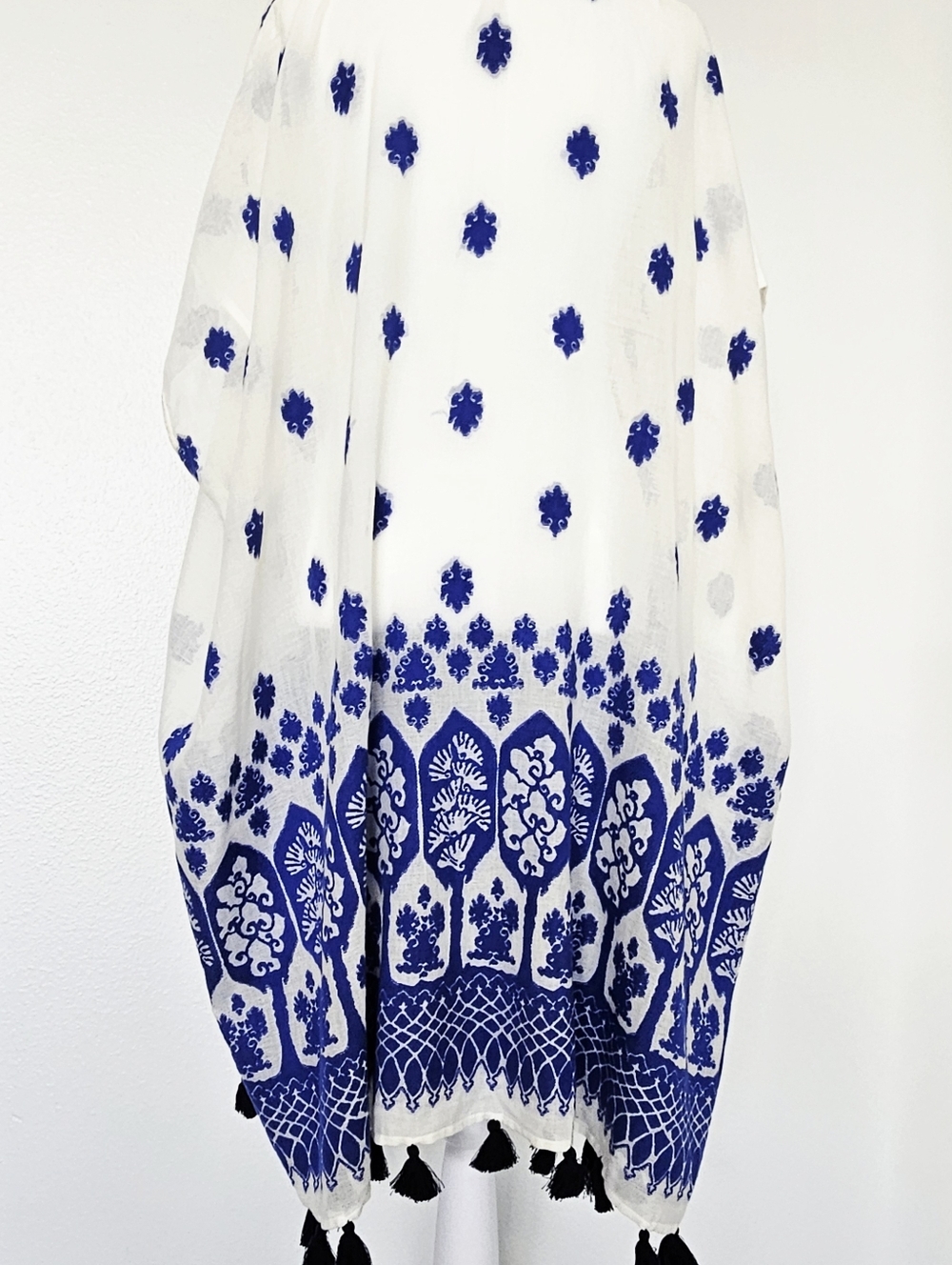 J Crew Blue & White Boho Beach Kimono Cover-Up - Picture 7 of 9